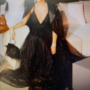 Black sparkle tulle prom dress